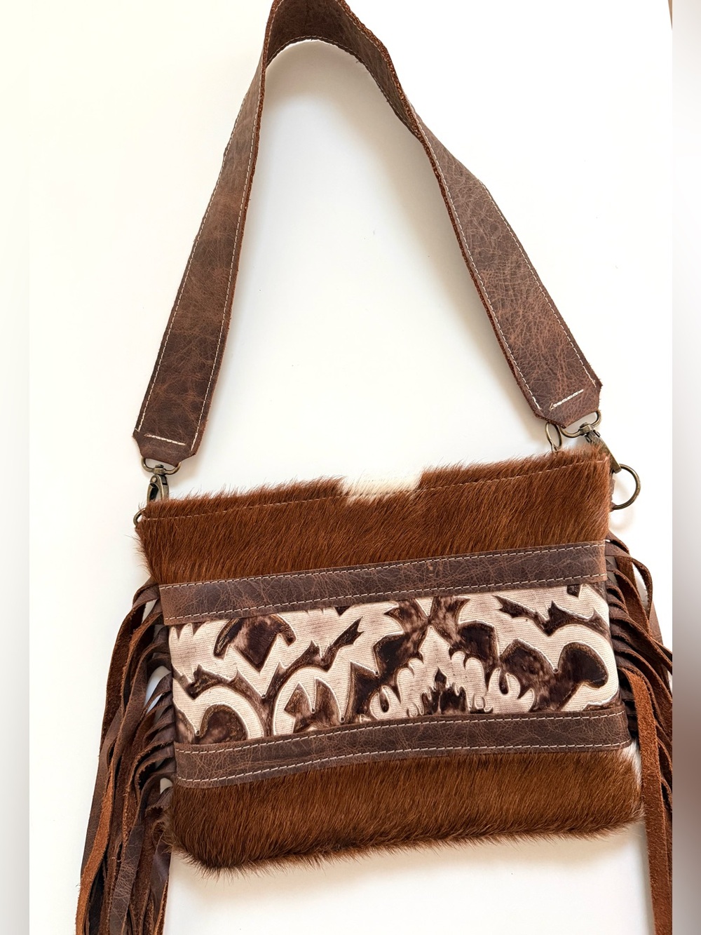 NEW without tags. Brown Fringe Leather Bag.